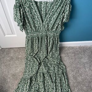 Max Studio Green and White Maxi Dress